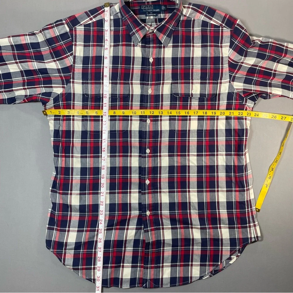 Polo Ralph Lauren VINTAGE Classic Fit Plaid Button Down Shirt - Mens Large